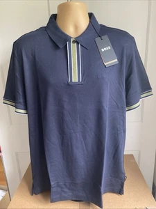 HUGO BOSS LUXURY MENS PARLAY 185 REGFIT POLO SHIRT DARK BLUE SZ XXL BNWT RRP£119 - Picture 1 of 10