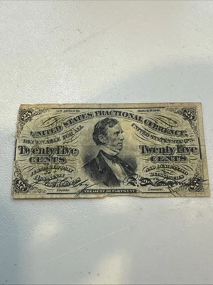 1863 25c Cents Fractional Currency Note ~Circulated  Condition~ *Civil War Era* - Image 1 of 4