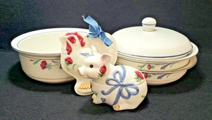 Lenox Chinastone AMAPOLAS EN AZUL una cazuela de 9 5/8" 2 tazones para verduras 1 tapa, Cerdo, Chic - Imagen 1 de 23