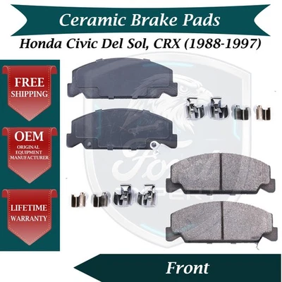 Kit de pastillas de freno delanteras de cerámica premium OE para Honda Civic Del Sol CRX 1988-1997 Foto 1 de 4
