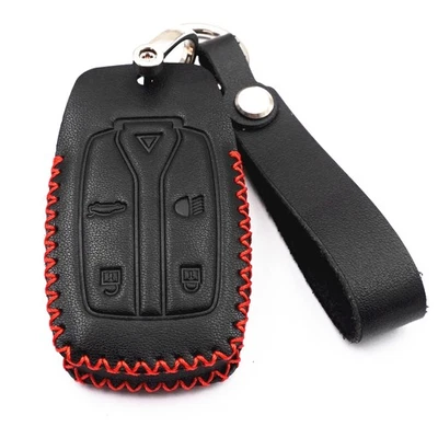 Cubierta de llavero 5 botones de cuero negro para Land Rover LR2 Freelander Discovery 2 Foto 1 de 4