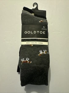 Men Gold Toe Crew Dress Socks 3 Pair Men -1 Pair Ducks, 1 Pair With Bird Dogs - Picture 1 of 12