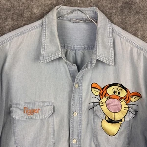 Camicia catalogo Disney vintage anni 90 uomo XL blu tigre denim ricamata Y2K - Foto 1 di 12