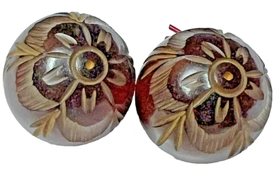 2 Stunning  Antique Button Bakelite Cherry Amber Ball Shape 3/4" - Image 1 of 3