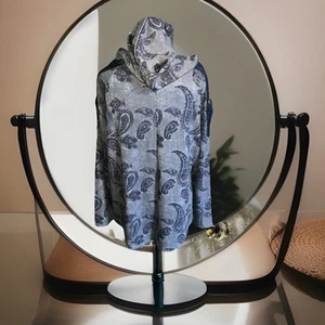 Absolutely Famous Blouse Size XL Cold Shoulder Blue Floral Hood Women Top Blouse - Picture 1 of 9