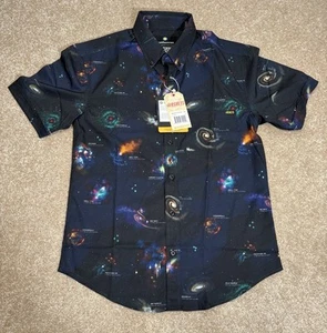 RSVLTS Smithsonian Cosmos Shirt Men's Sz S KUNUFLEX Short Sleeve Button Shirt - Picture 1 of 6