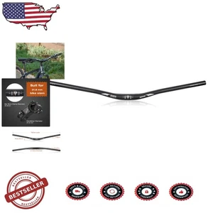 Durable 780mm Mountain Bike Handlebar - 31.8mm Clamp, Non-Slip, Polished Black - Picture 1 of 9