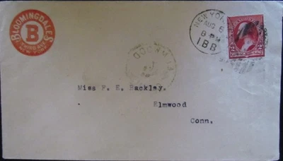 US, 1894, BLOOMINGDALES, NEW YORK CITY ADVERTISING COVER, TO ELMWOOD, CN. - Image 1 of 4
