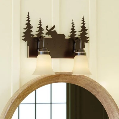VAXCEL VL55602BBZ Yellowstone 2 Light Bronze Rustic Moose Bathroom Vanity - Image 1 of 4