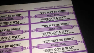 JUKEBOX STRIP (1) BILLY JOEL You May Be Right/She's Got A Way 45 RPM-L@@K! - Picture 1 of 1