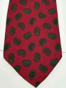 LIBERTY Of London Men’s Silk Neck Tie Made In USA Burgundy Wine With Paisley Dot - Picture 1 of 8