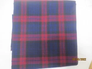 2 yds 30" x 34 WOF  Vintage Red & Blue Cotton Large Square Plaid Fabric 1977 - Picture 1 of 5
