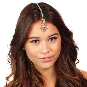 Kristin Perry Floral Crystal Tikka Chain Headpiece 