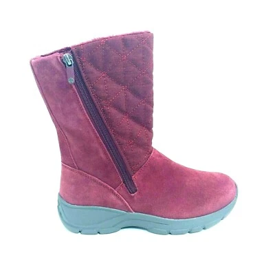 Lands End Womens 489293Suede Quilted Side Zip All Weather Boots Deep Red 6.5D - Image 1 of 4