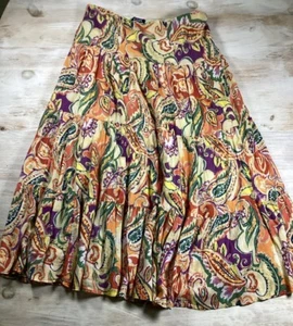 Multicolored Paisley Maxi Skirt Women’s Large Boho Beach Belly Dancer Hippie - Picture 1 of 7