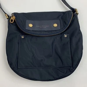 Marc Jacobs Preppy Natasha Nylon shoulder crossbody bag Navy Blue Gold ID pocket - Picture 1 of 12