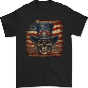 Camiseta de hombre Tío Sam calavera con bandera de Estados Unidos fantasía América 100 % algodón - Imagen 1 de 2