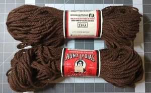 Vintage Aunt Lydia's Heavy Rung Yarn Lot Of 2 Skeins Wood Brown 70 Yards Each - Picture 1 of 2