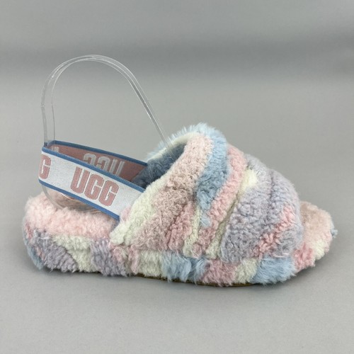 Sandali UGG Pride Fluff Yeah Slide a righe piatti slingback scarpa 39 UK6