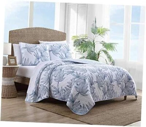 - Quilt Set, Reversible Cotto Bedding with Matching Shams, King Floral Blue - Picture 1 of 7
