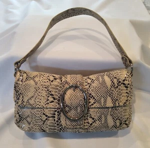 Alfani Shoulder Bag Clutch Python Sueded Beige Leather Print with Silver Trim - Picture 1 of 5