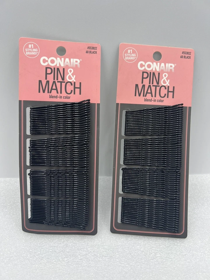 CONAIR Pin & Match Blend-In Match Color Black Bobby Pins (120 Pins) NEW - Image 1 of 1