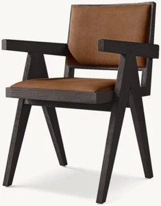 JAKOB FRAMED LEATHER DINING ARMCHAIR - Picture 1 of 2