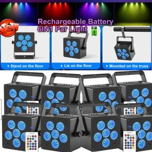 Wireless Rechargeable 6 in 1 Par Light RGBWA+UV DJ Disco Stage Lighting DMX512 - Picture 1 of 18