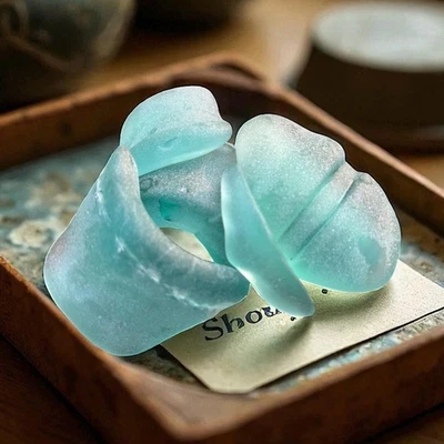 Lote de 5 fragmentos gruesos de vidrio de mar aguamarina raros de colección caídos coleccionables Foto 1 de 4