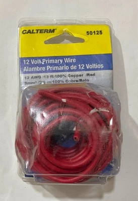 Calterm 12V, 12 AWG 12' Red Primary Wire 50125 USA