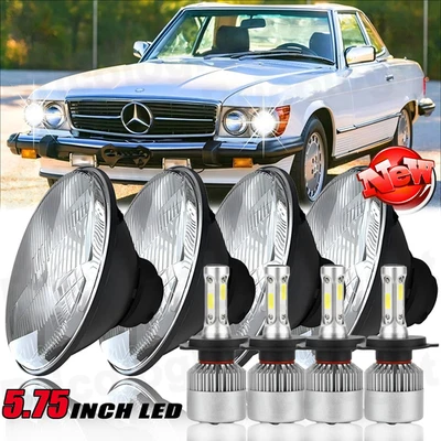 Faros LED redondos de haz alto bajo para Mercedes-Benz 380SL 450SL 560SL 4 PIEZAS 5,75" + Foto 1 de 4