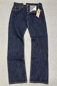 Jeans uomo Levis 501 Original Fit bottoni blu scuro lavaggio 30 x 32 nuovo con etichette - Foto 1 di 10