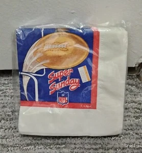 Vintage 80s NFL Superbowl Sunday Napkin Set Of 30 Sealed 2 Ply 9x10 - Picture 1 of 2