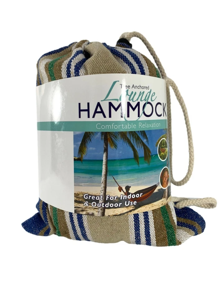 Tree Anchored 78 X 40 Lounge Comfort Relax Hammock Indoor Outdoor Bed Swing Blue