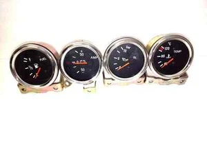 2" /60mm Electrical Temp ("C) Oil Pressure Bar Fuel Amp Gauge- Black Chrome - Picture 1 of 6