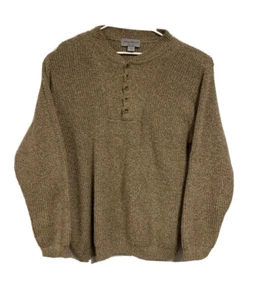 Vintage Eddie Bauer 5 Button Ribbed Knit Henley Sweater Made In USA Large - Picture 1 of 9