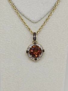 10k Yellow Gold Madera Citrine Smoky Quartz And Diamond Pendant - Picture 1 of 16