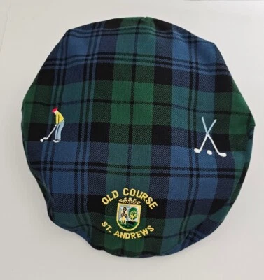 Gorra St. Andrews Old Course Azul a Cuadros Newsboy Sombrero Golf Escocia De Colección Informal Foto 1 de 4