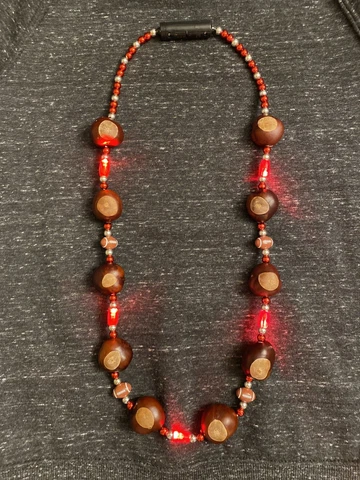 Light Up Ohio State Buckeye Necklace, 10 Buckeyes! ,Battery Powered LED Cover