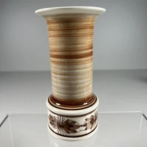 Jersey Pottery Brown Cream White Floral Vase Collectible Vintage 14.5 cm Tall - Picture 1 of 11