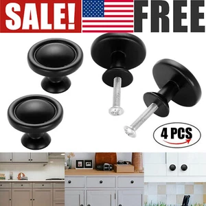 4 PCS Kitchen Cabinet Hardware Knobs Drawer Cupboard Door Knob Black Pull Handle - Picture 1 of 12