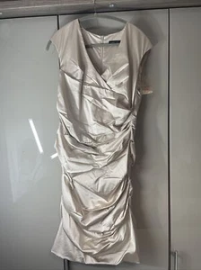 Marc Cain Dress UK10 Champagne Satin Ex-CATWALK Stretch Zip - Picture 1 of 10