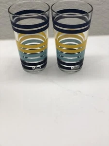 Set of 6 Vintage Fiesta Libbey Striped Glasses 16oz - Picture 1 of 10