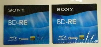 Sony BD-RE Disco Regrabable Una Capa 25gb 2X 2 Unidades Lote Nuevo Foto 1 de 3