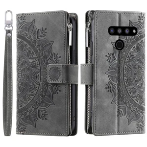 LG V50 ThinQ 5G Case Datura Leather Zipper Card Slots Flip Wallet Pocket Cover - Picture 1 of 67