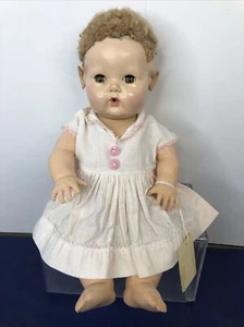 12” Vintage Effanbee Doll DyDee Baby 1940’s Rubber Ears Caracul Wig As Is #Me - Picture 1 of 12