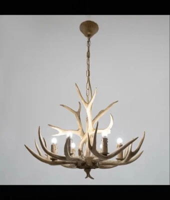 Rustic deer antler pendant lamp with 6 lights - Image 1 of 4
