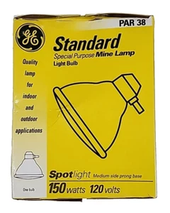 GE 150W Flood Light Bulb Lamp PAR38 Mine Light Medium Side Prong 150W 38 Par - Picture 1 of 3
