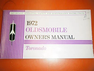 Oldsmobile Toronado 1972 original manual del propietario de fábrica operador Foto 1 de 4