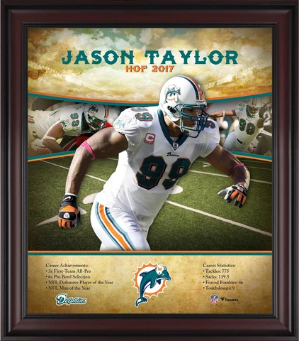 Jason Taylor Miami Dolphins Framed 15x17 Hall of Fame Career Profile Cover
